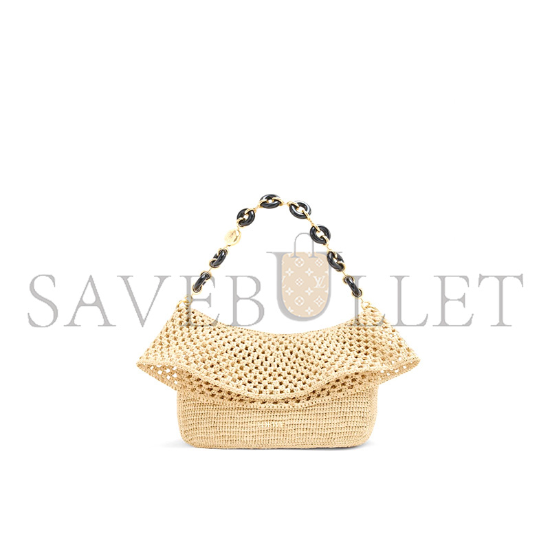 LOEWE MEDIUM OLA BAG IN RAFFIA AND CALFSKIN AP22P22X05 (26*18*13cm)
